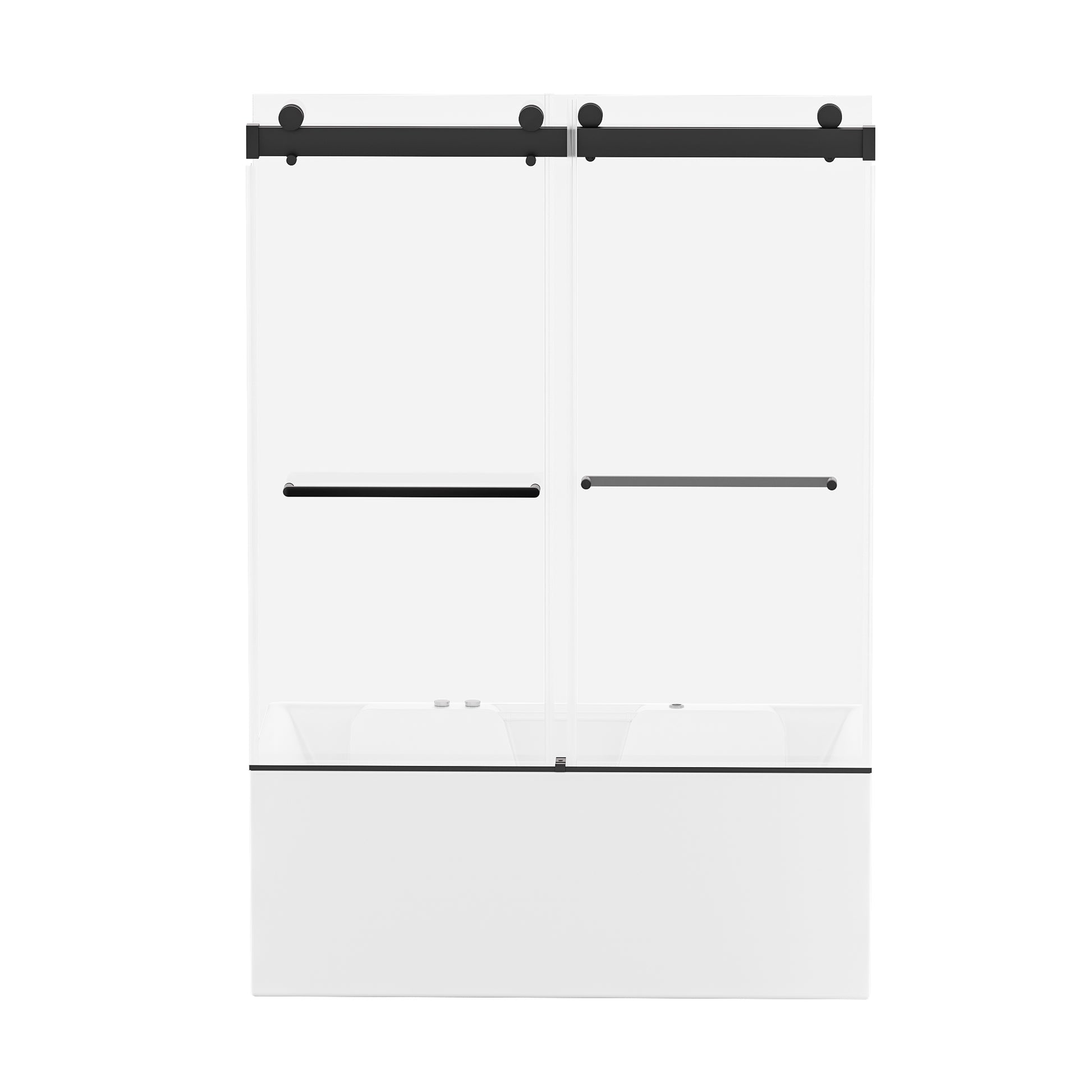 56 60 In. W X 62 In. H Frameless Double Sliding Tub Door, Bypass Tub Shower Door Soft Closing, Matte Black 24D02 T60Mbx Matte Black Tempered Glass