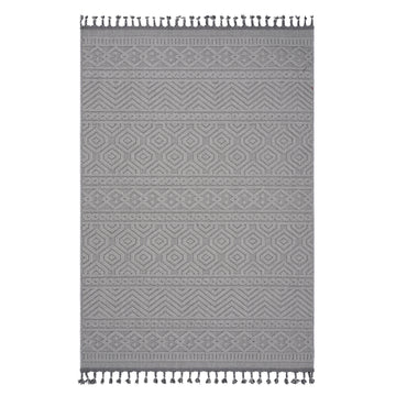 Naar Guros Collection 6X9 White Geometric Indoor Outdoor Area Rug White Polypropylene