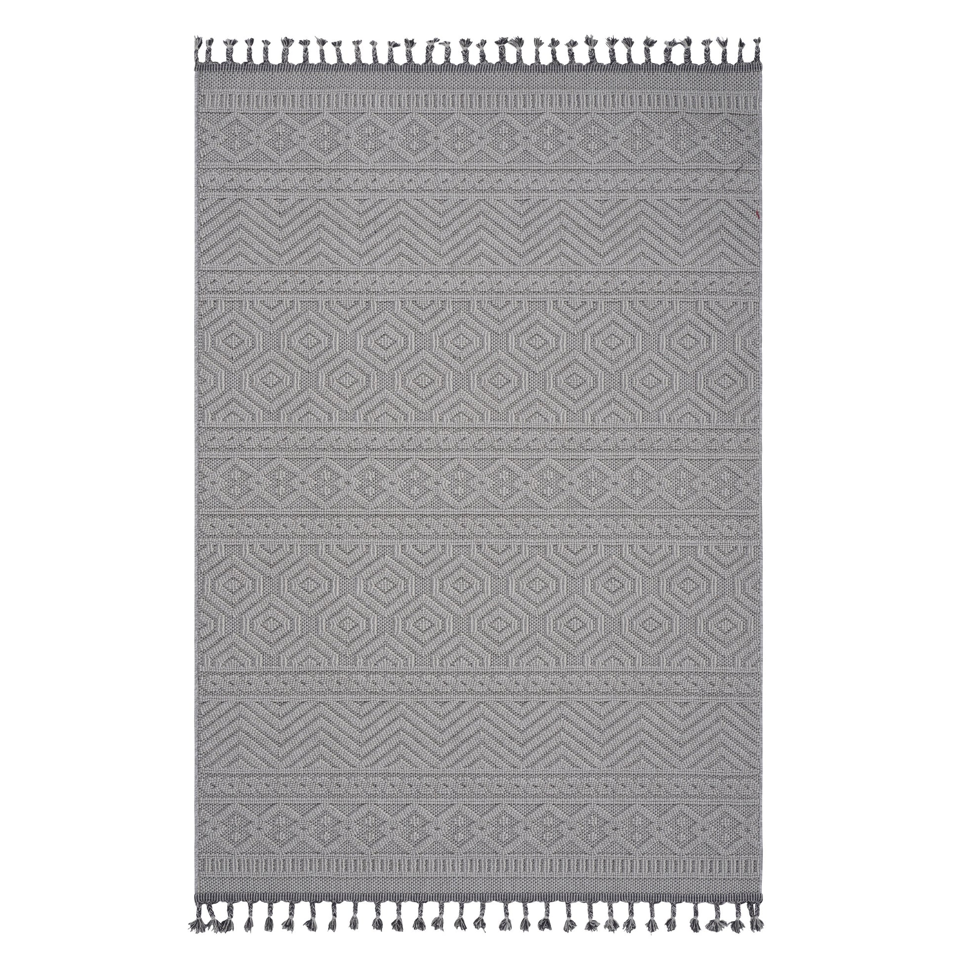 Naar Guros Collection 8X10 White Geometric Indoor Outdoor Area Rug White Polypropylene