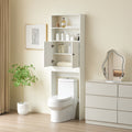 Over The Toilet Storage Cabinet, Farmhouse Storage Cabinet Over Toilet With 2 Barn Door & Toilet Paper Holder Stand,Home Space Saving Toilet Rack,For Bathroom,Restroom, Laundry White White Mdf