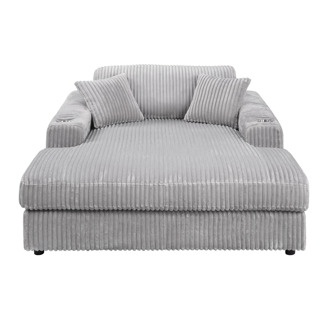 Hilde Chaise W 2 Pillows, Beige Velvet Lv03681 Grey Upholstered 2 Seat