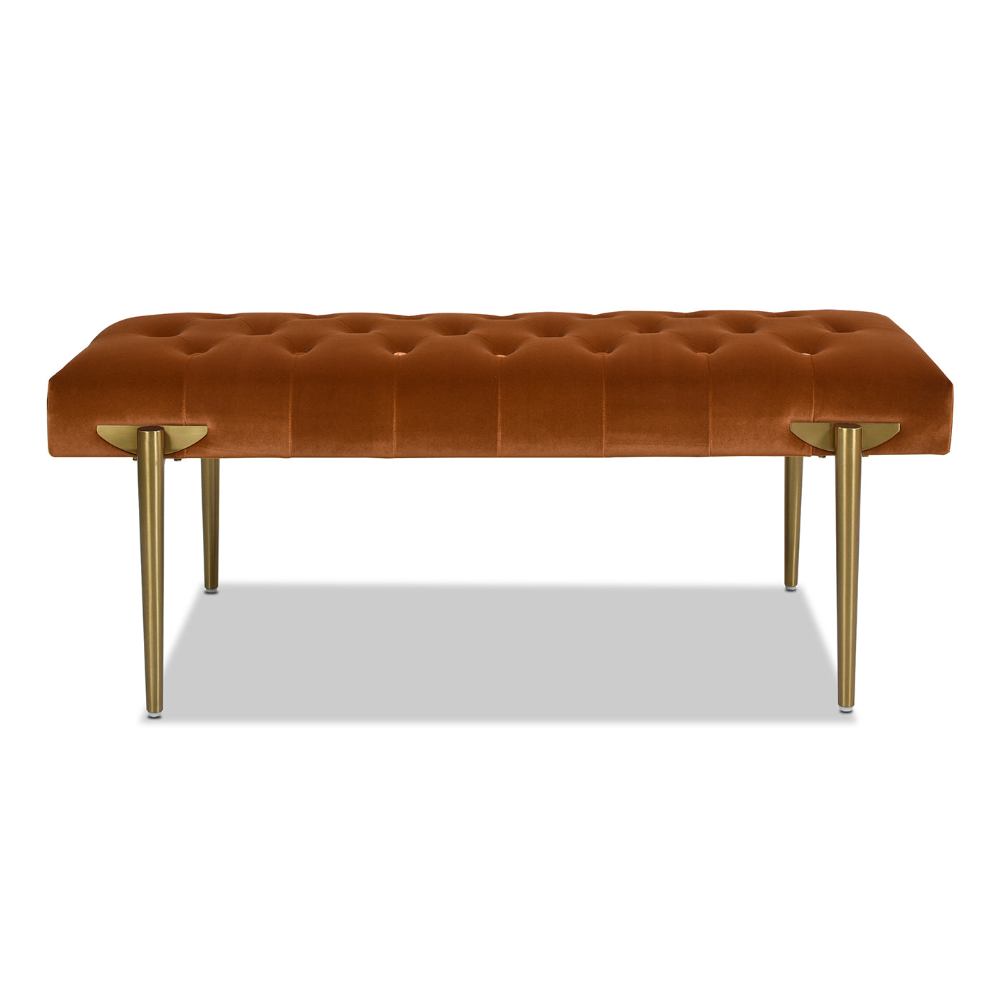 Aria Upholstered Gold Accent Bench, Burnt Orangeperformance Velvet Burnt Orange Foam Velvet