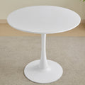 Round White Dining Table Modern Kitchen Table 31.5 Inch Tulip Design With Pedestal, Medieval Casual Table Seating 2 To 4 People White Fiberboard