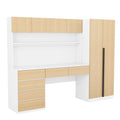 2 Door Wooden Storage Desk Wardrobe For Bedroom With Shelves And Drawers,Natural Natural Mdf Lvl