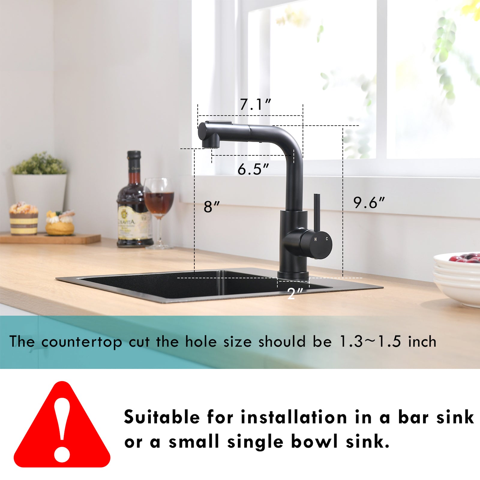 Sink Faucet, Black Kitchen Faucets With Pull Out Sprayer, Bathroom Sink Faucets Mini Bar Prep Faucet Black Kitchen Classic,Contemporary,Modern Ceramic Stainless Steel