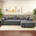 L Shaped Modular Modern Compressed Gray Sofa,Comfy Corduroy Fluffy Couch With Deep Seat,No Assembly Required Couch For Living Room Gray Linen Wood Primary Living Space Soft Cushion Back Extra Heavy
