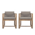 Patio Dining Chairs Set Of 2 Light Brown Acacia Wood