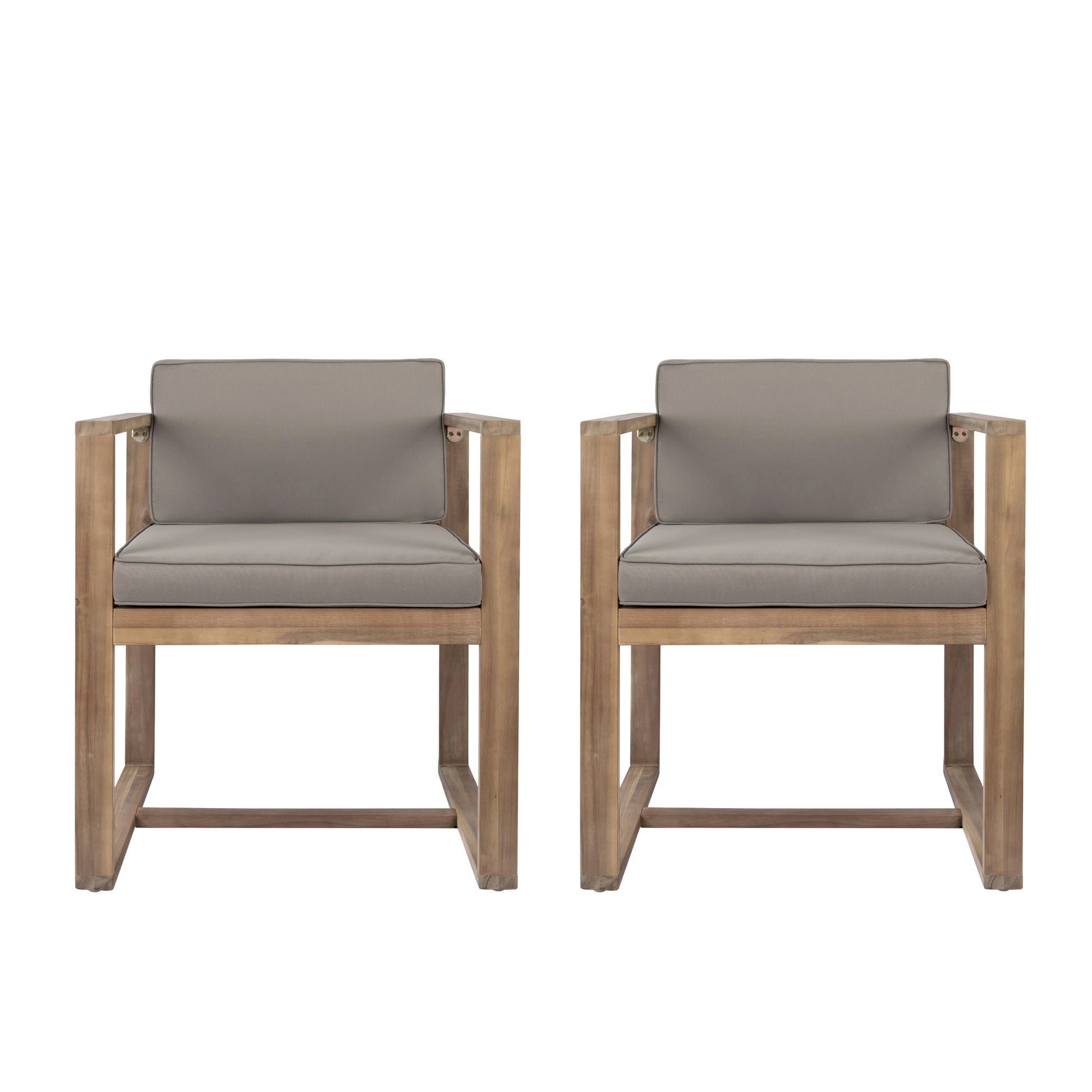 Patio Dining Chairs Set Of 2 Light Brown Acacia Wood