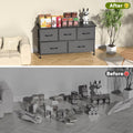 Simple Deluxe 5 Drawers Dresser For Bedroom, Kidsroom Furniture, Wide Chest Of Drawers, Storage Organizer Units With Fabric Bins For Closet, Metal Frame, Waterproof Wood Top, Adjustable Feet, Gray