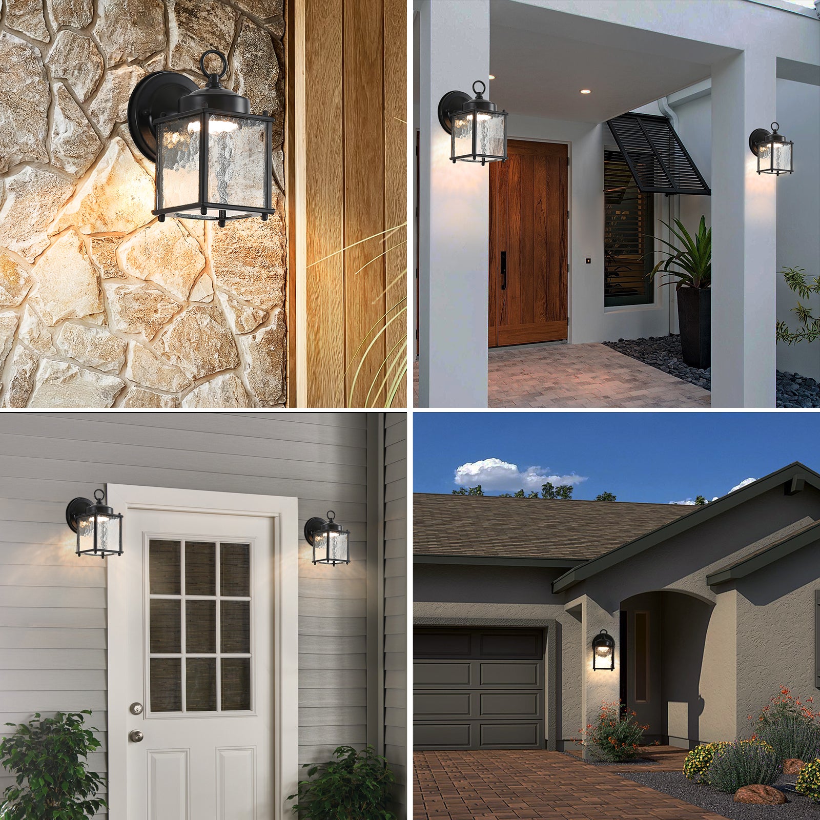 Outdoor Wall Sconce Lights With Clear Glass, Outside Garage Sconce Lighting Waterproof Farmhouse Wall Lantern Lamp For House Patio Doorway Black Glass,Metal