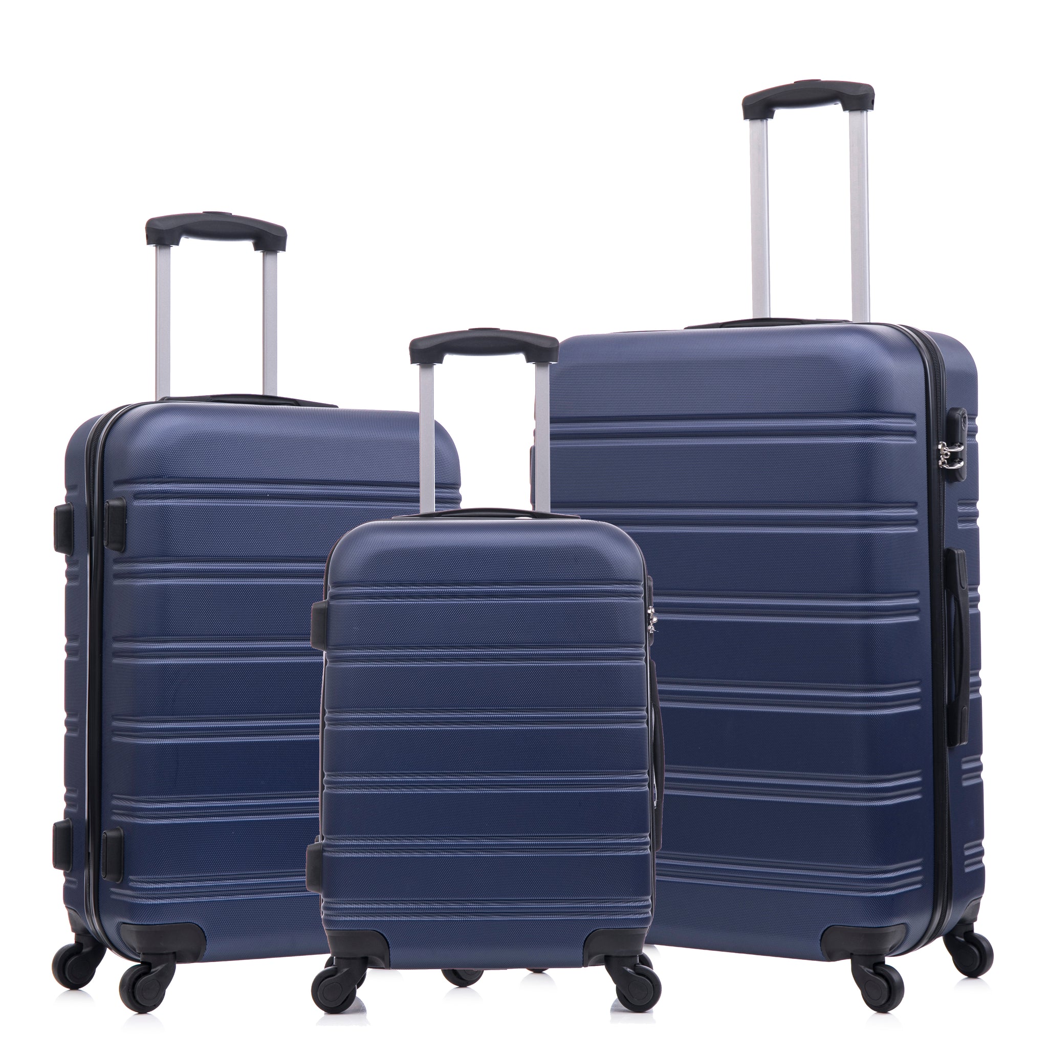 Luggage Universal Wheel Hard Shell Lightweight Password Lock Family Set Blue, 3 Piece Set 20 Inches 24 Inches 28 Inches Blue Abs