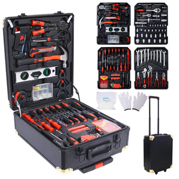 969Pcs Home Repair Tool Set Kit For Men, Toolbox Storage Case With 4 Drawers, General Household Tool Kit With Rolling Tool Box, Tool Set Kit For Maintenance, Garden, Homeowner, Handyman Black Black
