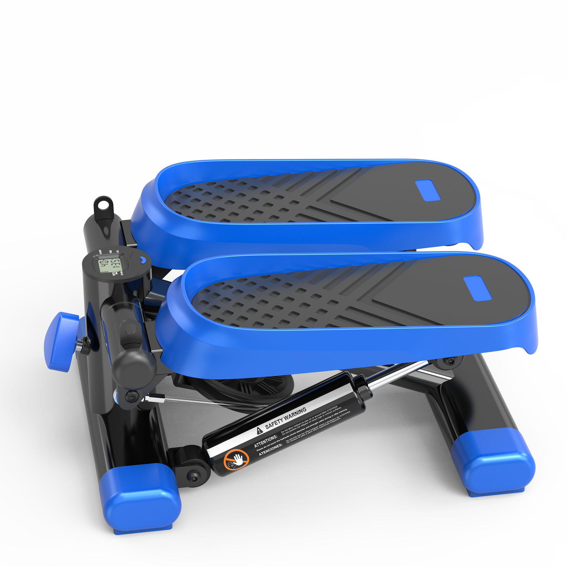 Home Office Exercise 330Lbs Capacity Mini Stepper With Resistance Bands And Lcd Monitor Black Blue Steel