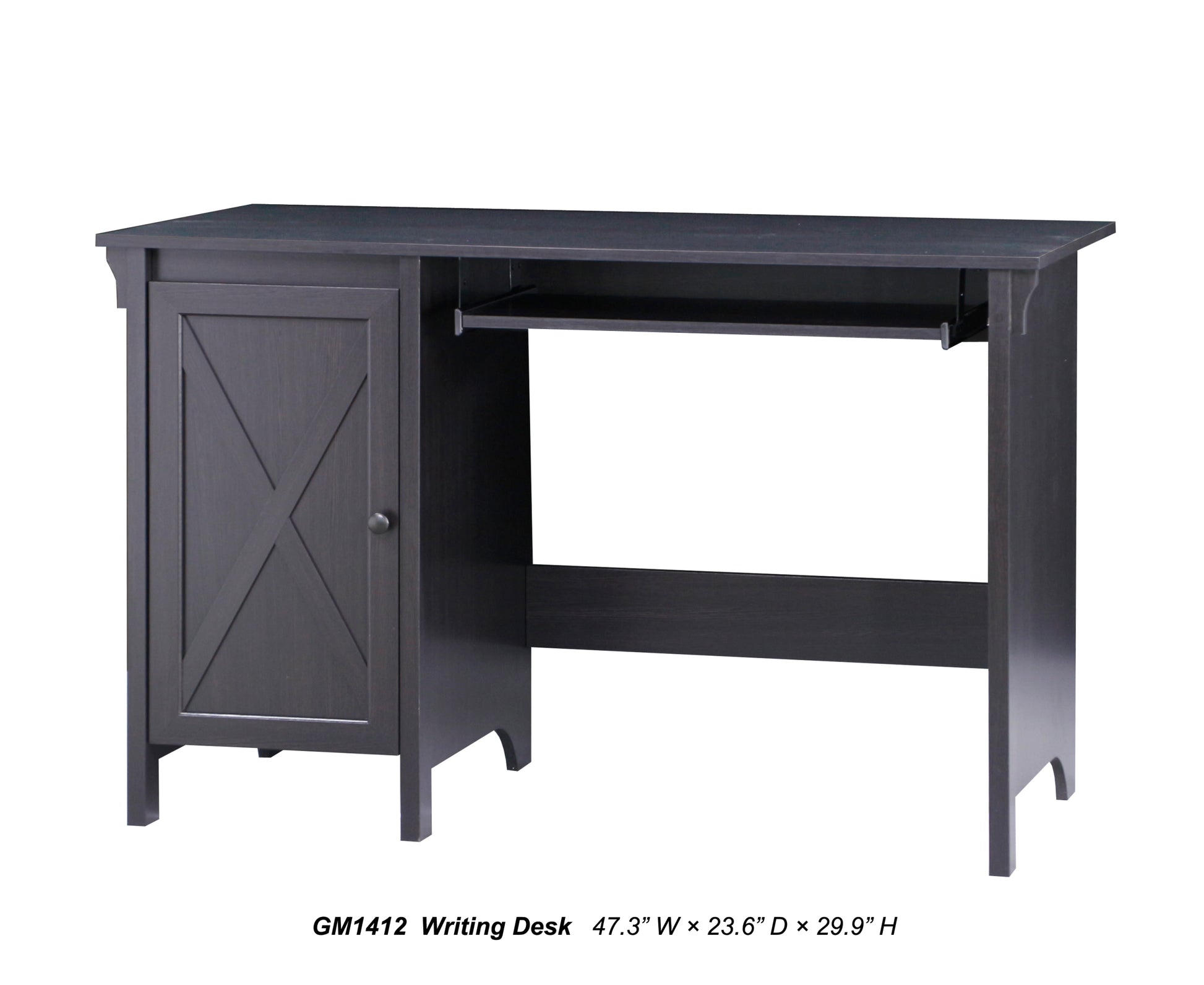 47" Writing Desk "Chic Espresso Writing Desk With Keyboard Tray And Enclosed Adjustable Shelf Cabinet Home Office And Study" Espresso Solid Wood
