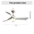 52 Inch Brushed Nickel Ceiling Fan Light With 6 Speed Remote Energy Saving Dc Motor Brushed Nickel Metal & Wood