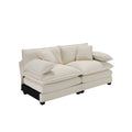 Armless Deep Seating 2 Seater Corduroy Sofa, Can Be Combined With Alternative Armrests And Single Armless Sofasbeige Corduroy Fabric Beige Corduroy 2 Seat