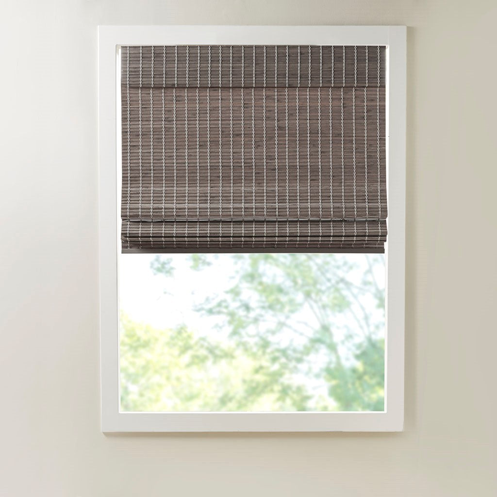 Bamboo Light Filtering Roman Shade 64"L Grey Ash Bamboo