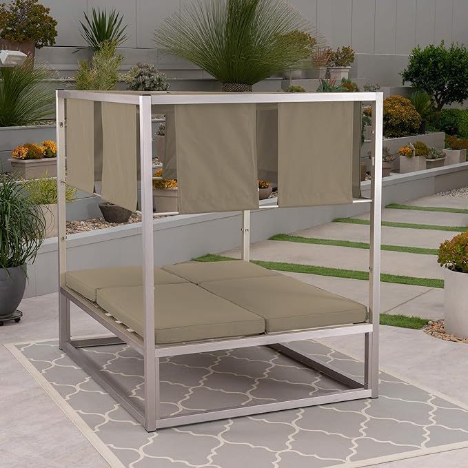 Heminger Daybed A Carton Seat Pannel Feet At The Bottom Of The Tube Vertical Connecting Tube Khaki Fabric