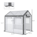 Outsunny 8' X 6' X 7.5' Walk In Greenhouse, Outdoor Gardening Canopy With 6 Roll Up Windows, 2 Zippered Doors & Weather Cover, White White Steel