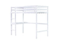 Twin High Loft Bed, Rubber Wood Loft Bed With Safety Guardrail, Built In Desk, Ladder,White Twin White Rubber Wood