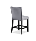 2Pc Casual Upholstered Counter Height Velvet Upholstery Chair Channel Tufted Back Wooden Dining Room Furniture Gray Black Black,Gray Dining Room Contemporary,Modern Bar Stools Tufted Back Set Of 2