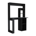 Writing Computer Desk With Storage Shelves And Hutch, Black Black Particle Board Particle Board