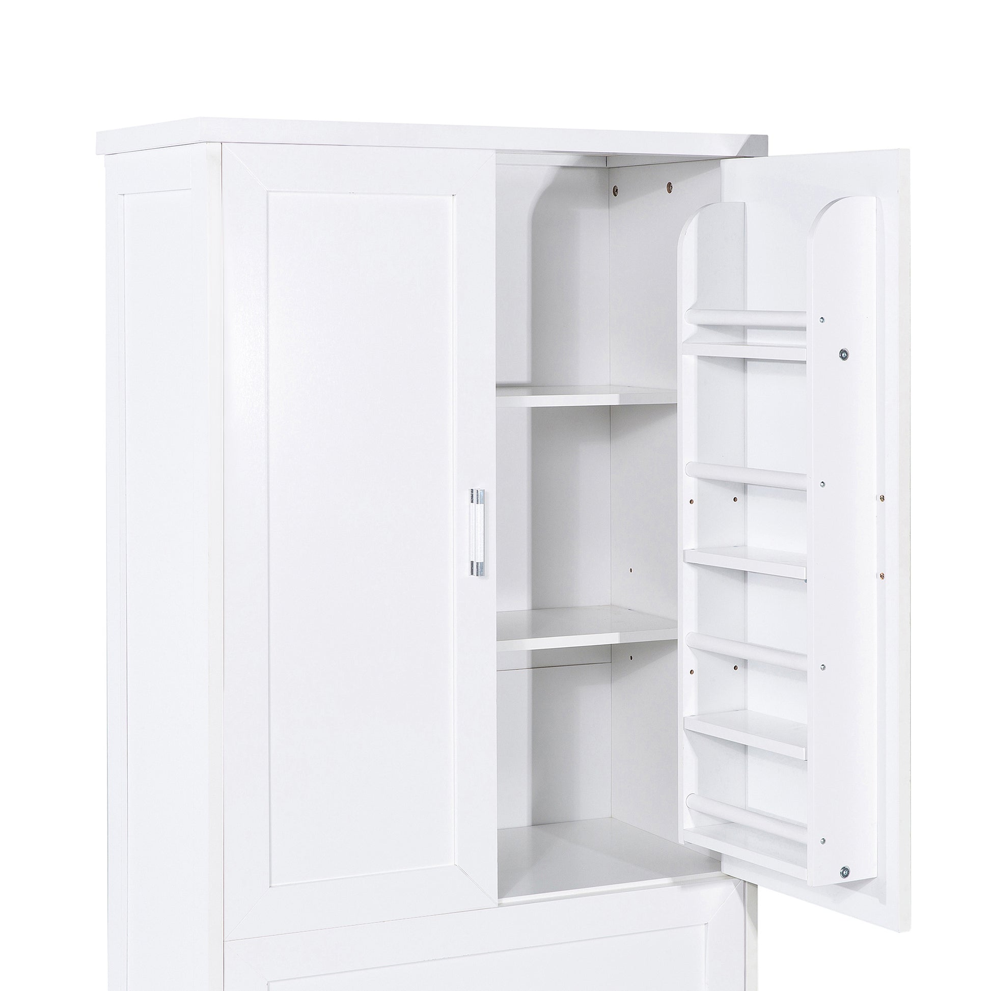 Tall Bathroom Storage Cabinet, Cabinet With Two Doors And Drawers, Adjustable Shelf, Mdf Board, White White Mdf