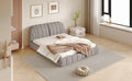 Queen Size Upholstered Platform Bed With Thick Fabric, Polyester, Gray Queen Gray Polyester