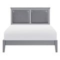 Classic Gray Finish Eastern King Size Panel Bed Upholstered Headboard Wooden Bedroom Furniture 1Pc Box Spring Required King Gray Wood Bedroom Panel Faux Leather Wood