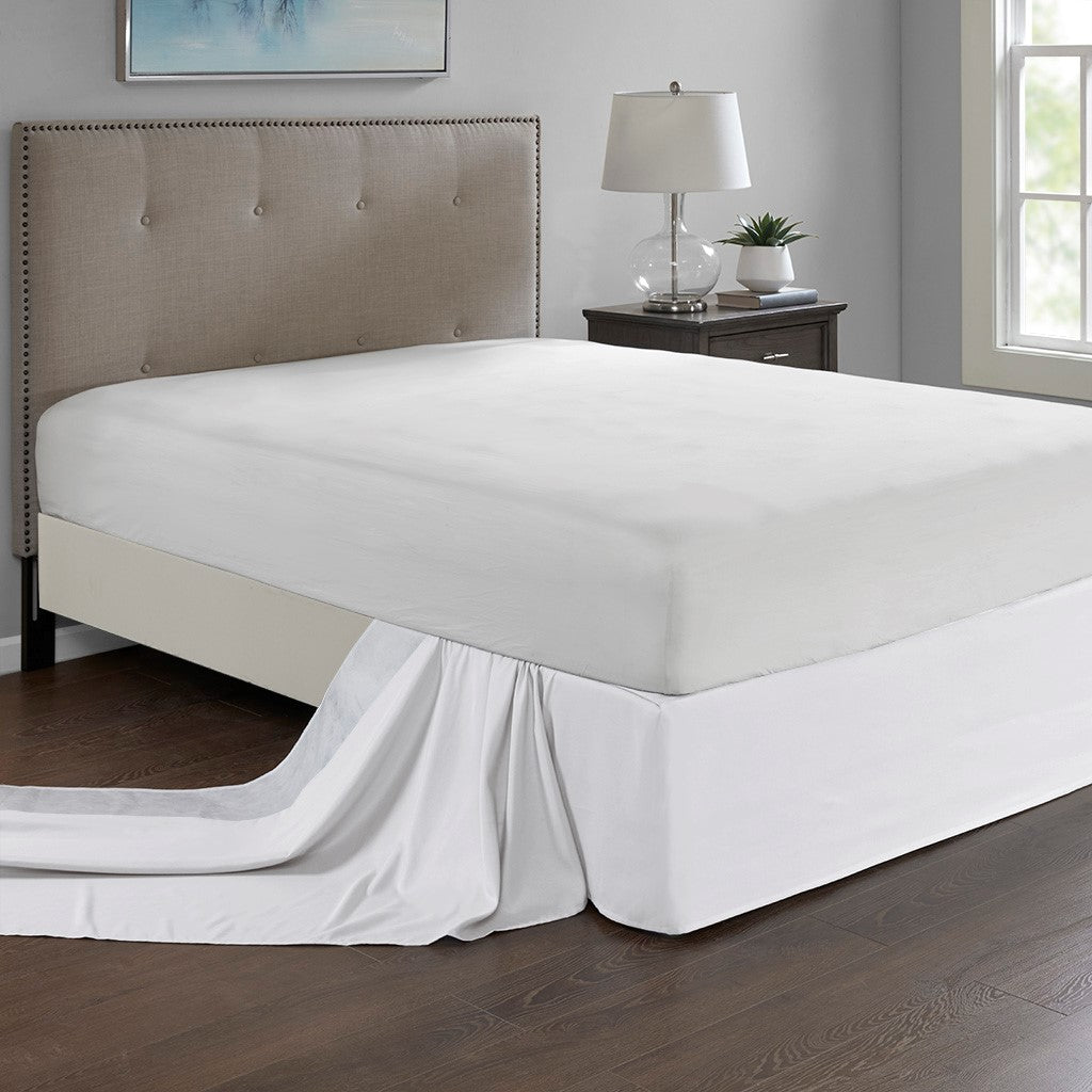Wrap Around Adjustable Bedskirt White One Size White Microfiber