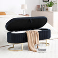 Storage Bench Bedroom Bench, Velvet Oval Upholstered End Of Bed Bench With Golden Metal Legs,50