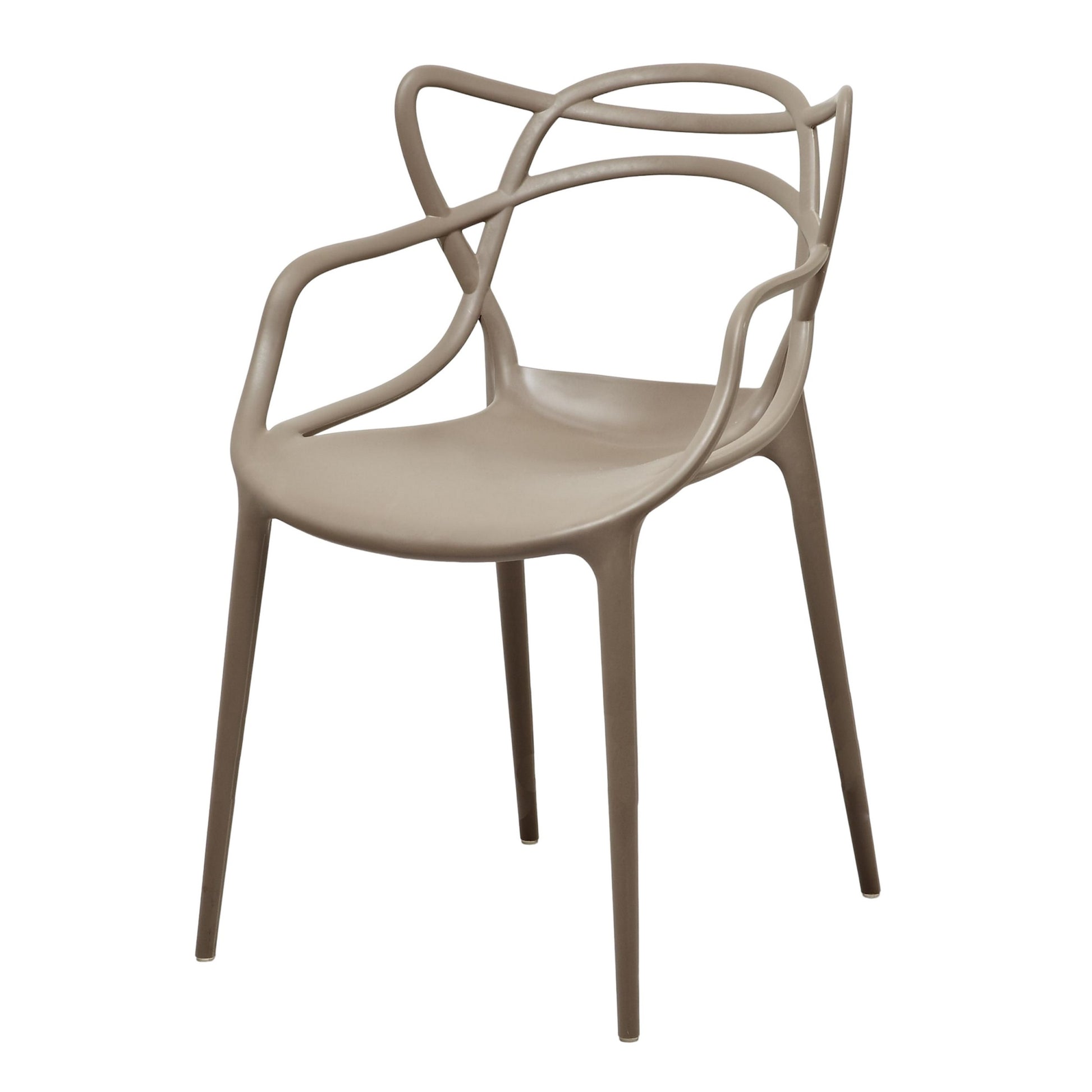 Yuva 22 Inch Armchair, Set Of 4, Intricate Design, Curved Seat, Gray Polypropylene Gray Polypropylene