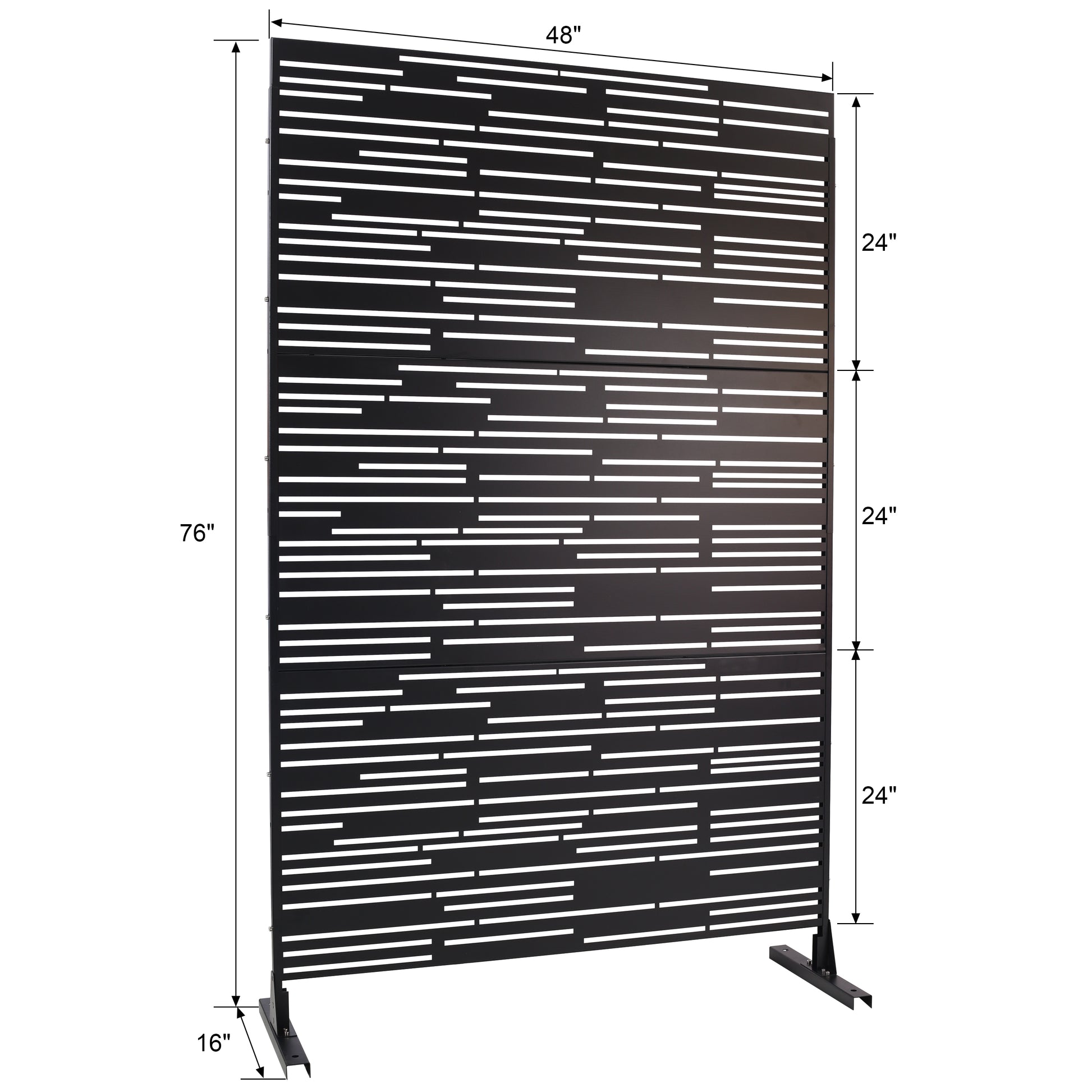 Outdoor & Indoor Privacy Screen Metal Privacy Screen 76" H 48" W, Freestanding Decorative Privacy Screen For Deck Balcony Patio, Privacy Fence Panels For Outside Lawn Garden Ps108 Black Black Steel