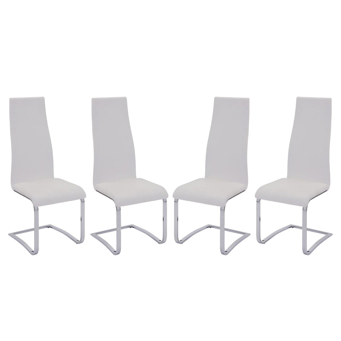 Set Of 4 Solid White Dining Room Dining Chairs Set Of 4 Or More Faux Leather,Metal