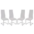 Set Of 4 Solid White Dining Room Dining Chairs Set Of 4 Or More Faux Leather,Metal