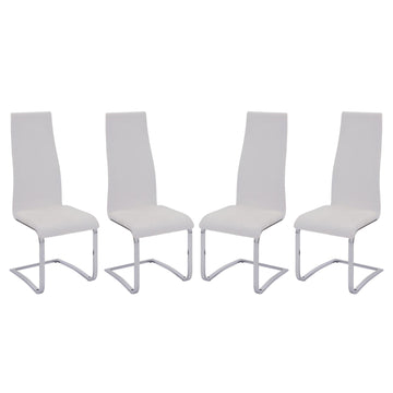 Set Of 4 Solid White Dining Room Dining Chairs Set Of 4 Or More Faux Leather,Metal