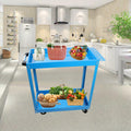 Tool Cart On Wheels, Heavy Duty Steel Utility Cart W Lockable Wheels, 400 Lbs Capacity Industrial Service Cart For Garage, Warehouse, Workshop Two Layer Bright Blue Blue Abs Steel Q235
