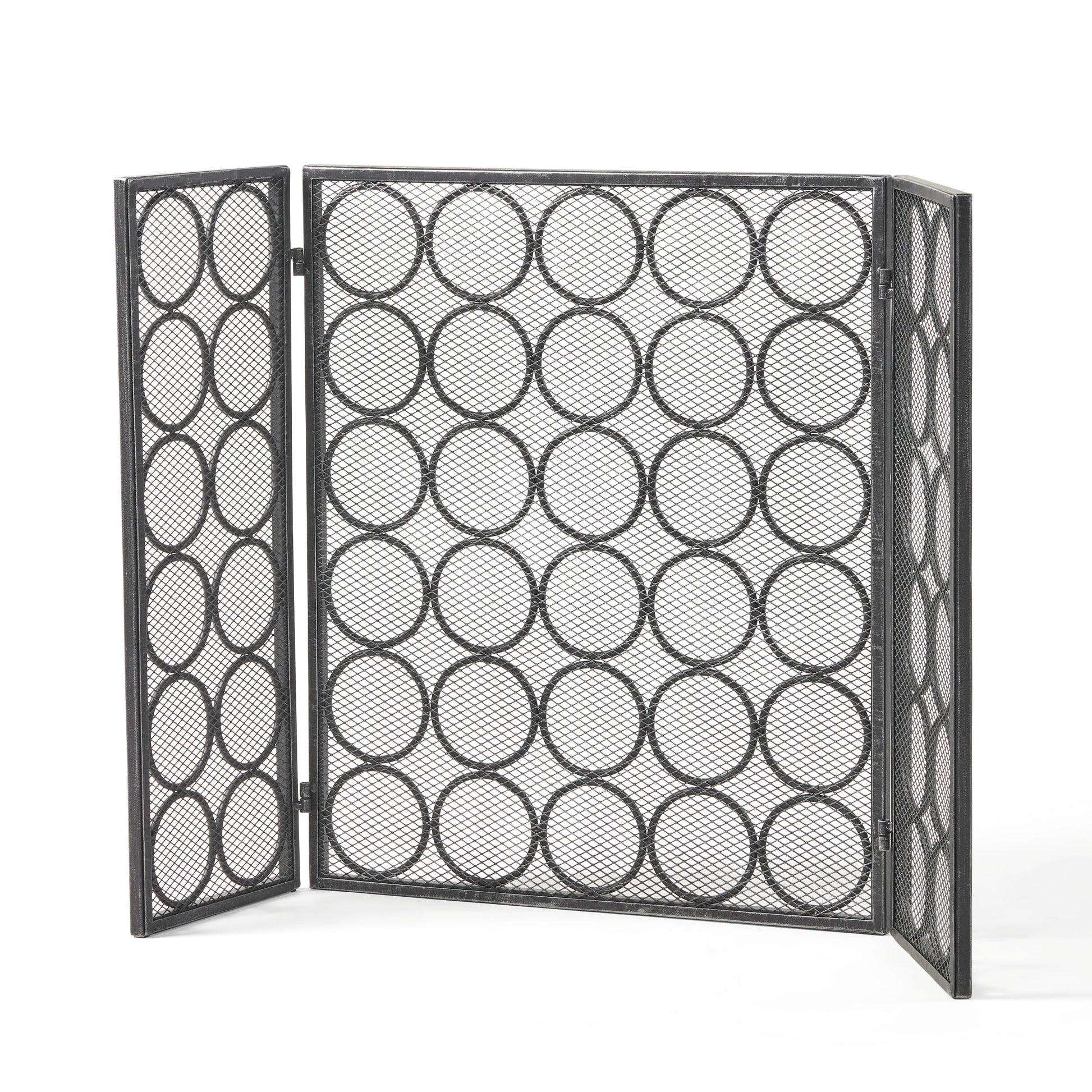 Fire Screen Black Silver Iron