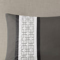 8 Piece Embroidered Comforter Set Dark Grey Queen Dark Grey Polyester