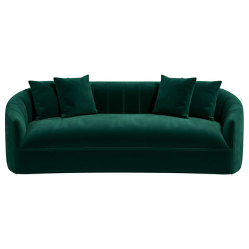 Kante Green Velvet Sofa Dark Green Velvet Wood Primary Living Space Mid Century Modern Foam Solid Wood,Velvet 3 Seat