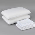 Cooling With Heiq Bedding Bundle King Split: Memory Foam Pillows, Sheet Set, Mattress Protectors Split King White Cotton