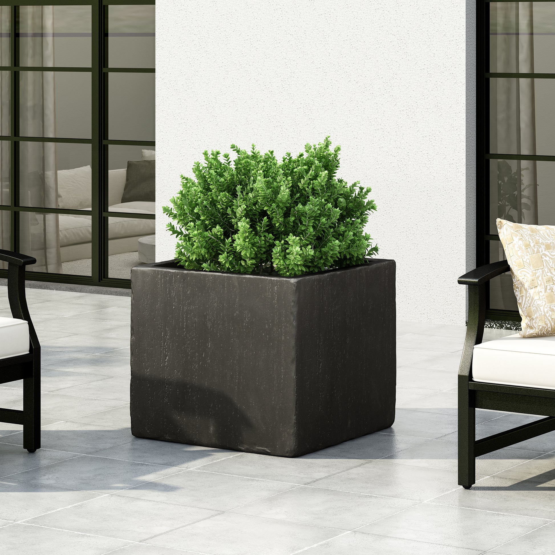 Outdoor Large Square Mgo Planter Black Magnesium Oxide