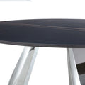 A 42 Inch Burn Stone Round Table With Stainless Steel Legs Can Accommodate 4 Or 6 Diners Black Natural Sintered Stone,Stainless Steel