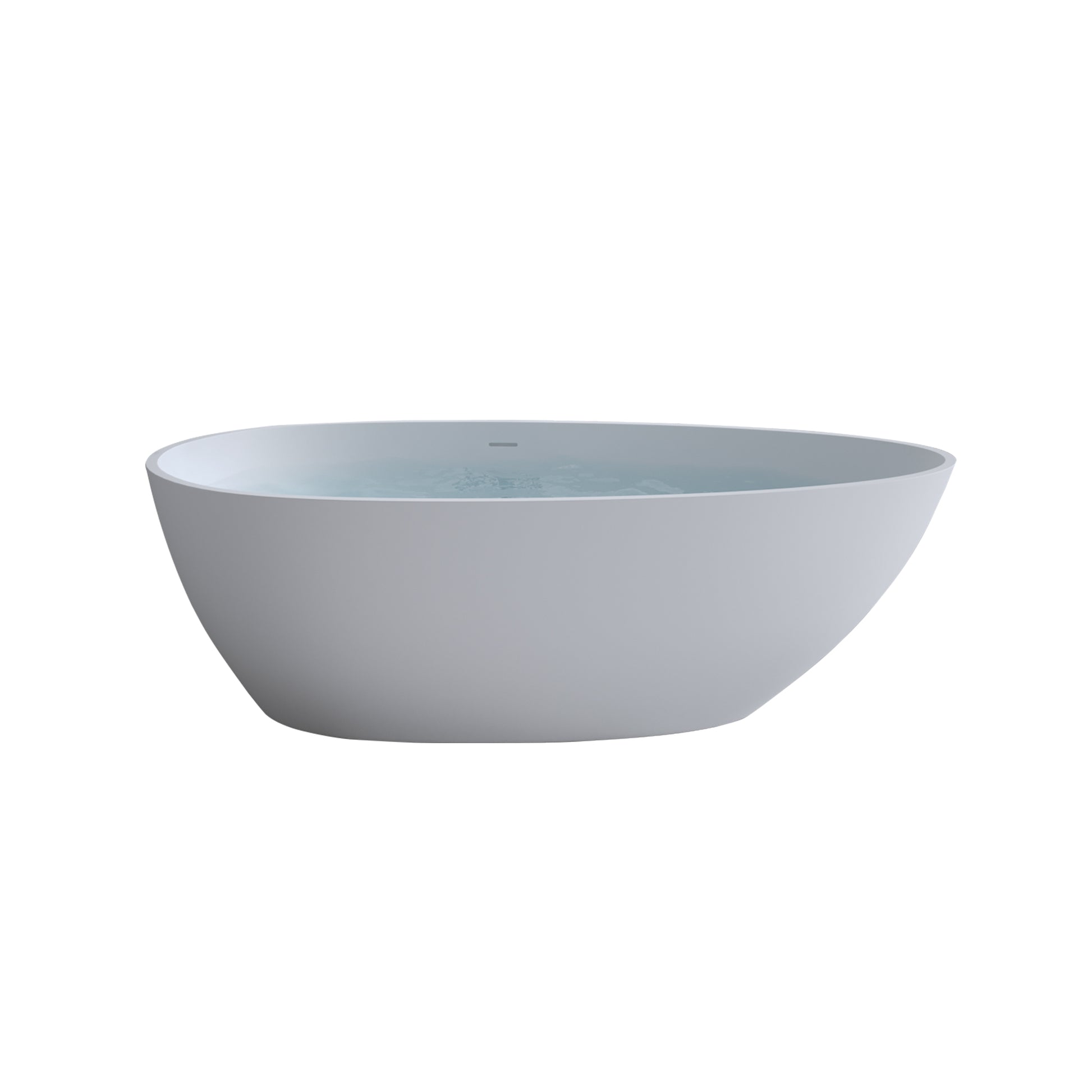 59'' Solid Surface Matte Tub, Freestanding Solid Surface Resin Stone Bathtub, Solid Surface Matte White Soaking Tub,Free Standing Tub With Overflow And Pop Up Drain, Matte White Matte White Oval Bathroom Freestanding Tubs Matte 59 61 In Soaking Center