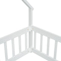 Twin Wood House Shaped Floor Bed With Fence, Guardrails ,White Twin White American Design Pine