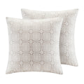6 Piece Embroidered Cotton Reversible Comforter Set Ivory Full Queen Full Ivory Polyester