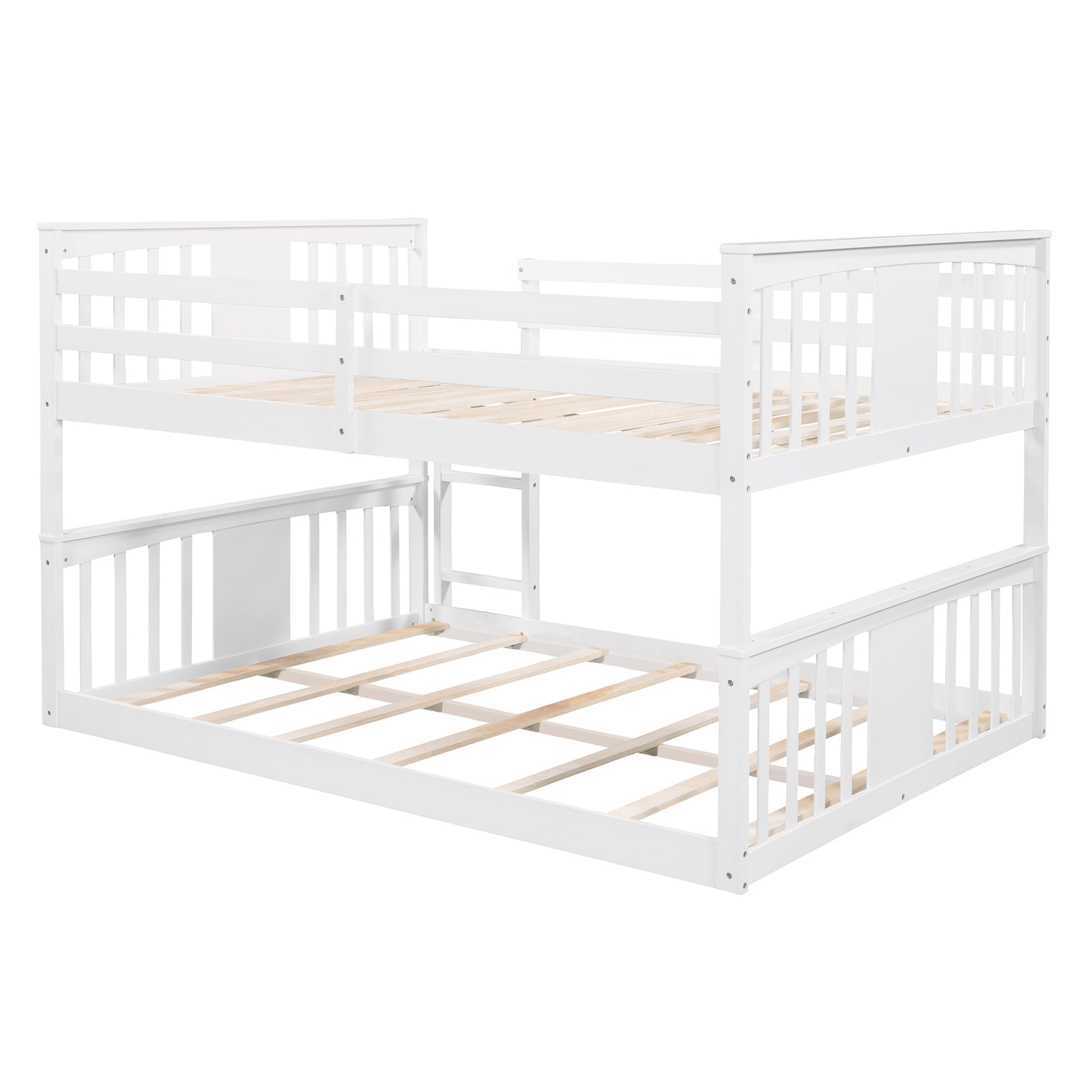 Full Over Full Bunk Bed With Ladder, White Old Sku :Lp000207Aak Full White Solid Wood