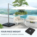 Outsunny 4 Piece Patio Cantilever Umbrella Base Weight Set, Fillable Outdoor Offset Umbrella Weights For Umbrella Stand, 175 Lbs. Capacity Water Or 230 Lbs. Capacity Sand, Black Black Hdpe