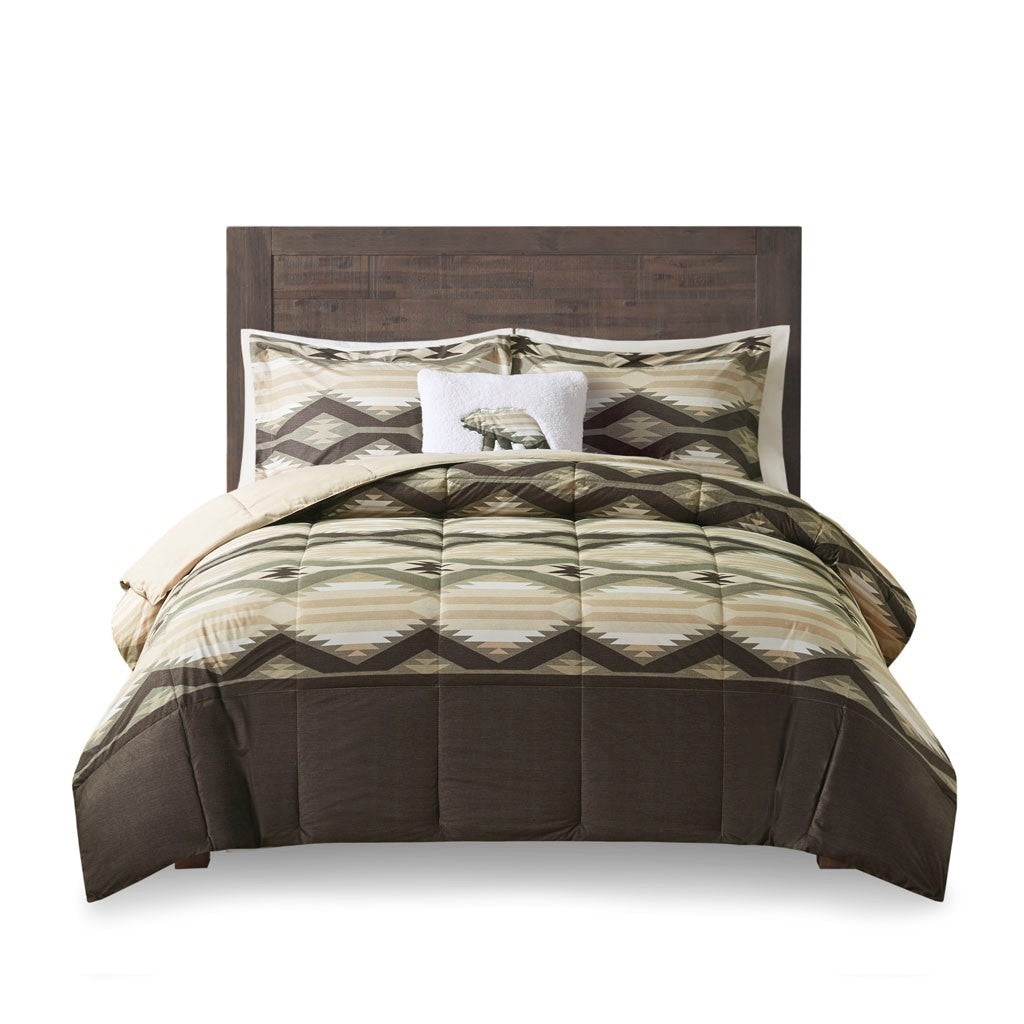 Down Alternative Comforter Set With Throw Pillow Queen Multicolor Polyester