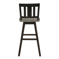 Pub Height Chairs Set Of 2, Distressed Gray And Black 360 Degree Swivel Chair Solid Rubberwood Furniture, Vertical Slat Back Bar Chairs Black Gray Dining Room Rustic Slat Back Solid Wood